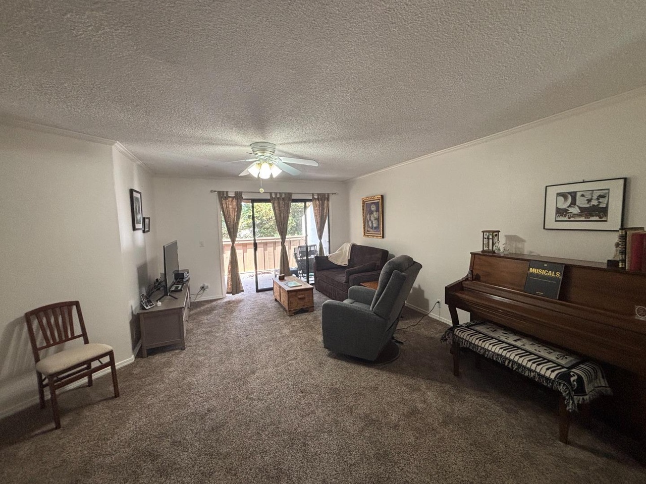 Large living room with balcony access